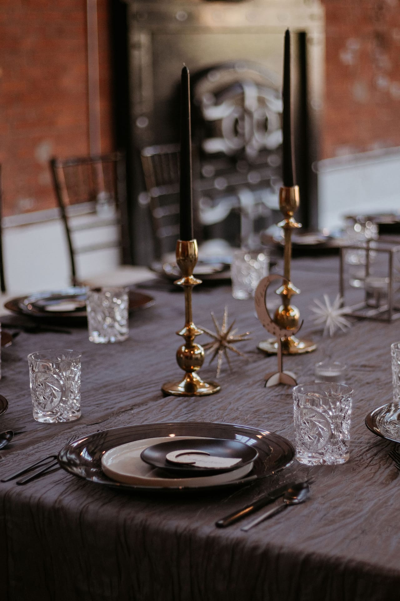 moon and star themed wedding reception table